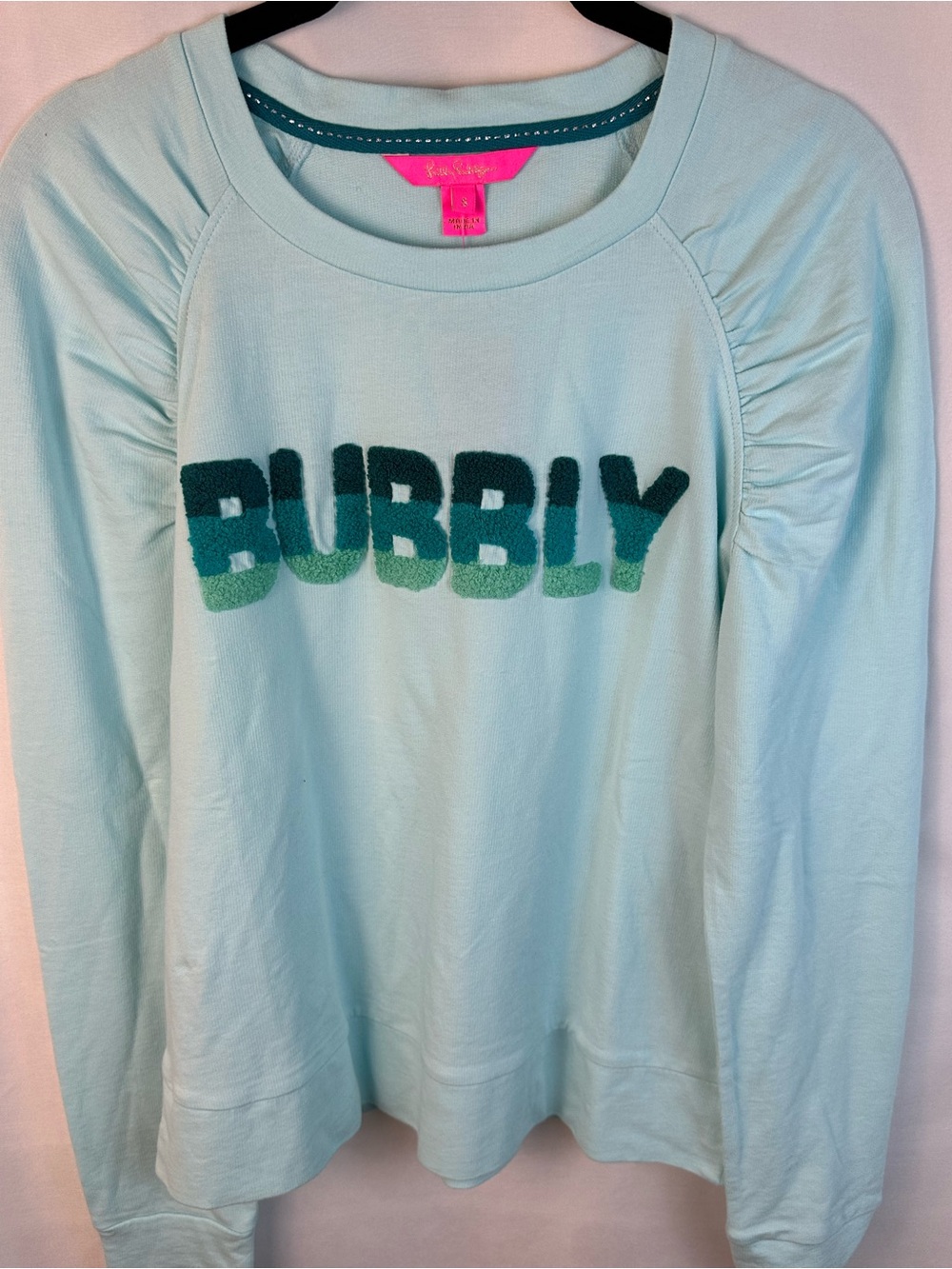 Lilly Pulitzer NWT, S, Aldean sweatshirt multi, bubbly block letters g, 009333